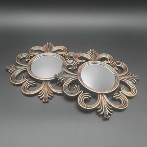 Set of 2 Ornate Gold Black Decorative Wall Mirrors Baroque Vintage Style Plastic